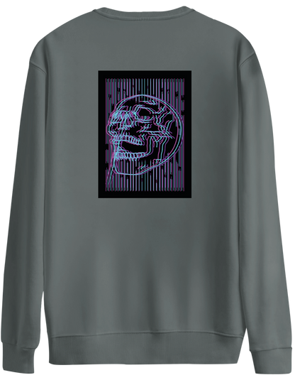 Neon Baskılı Bisiklet Yaka Oversize Sweatshirt