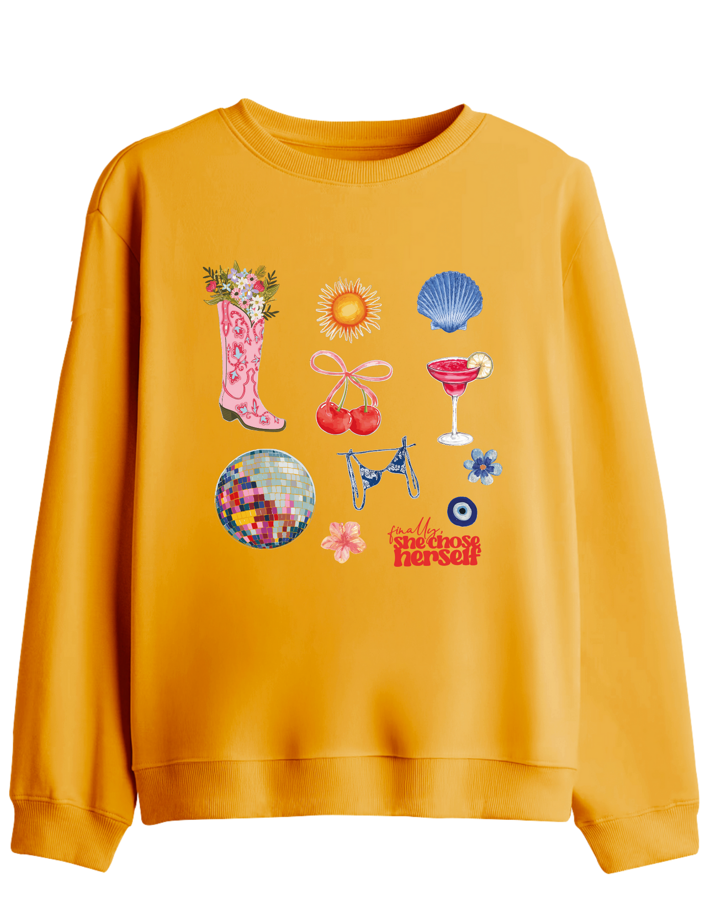 Self Love Baskılı Bisiklet Yaka Sweatshirt