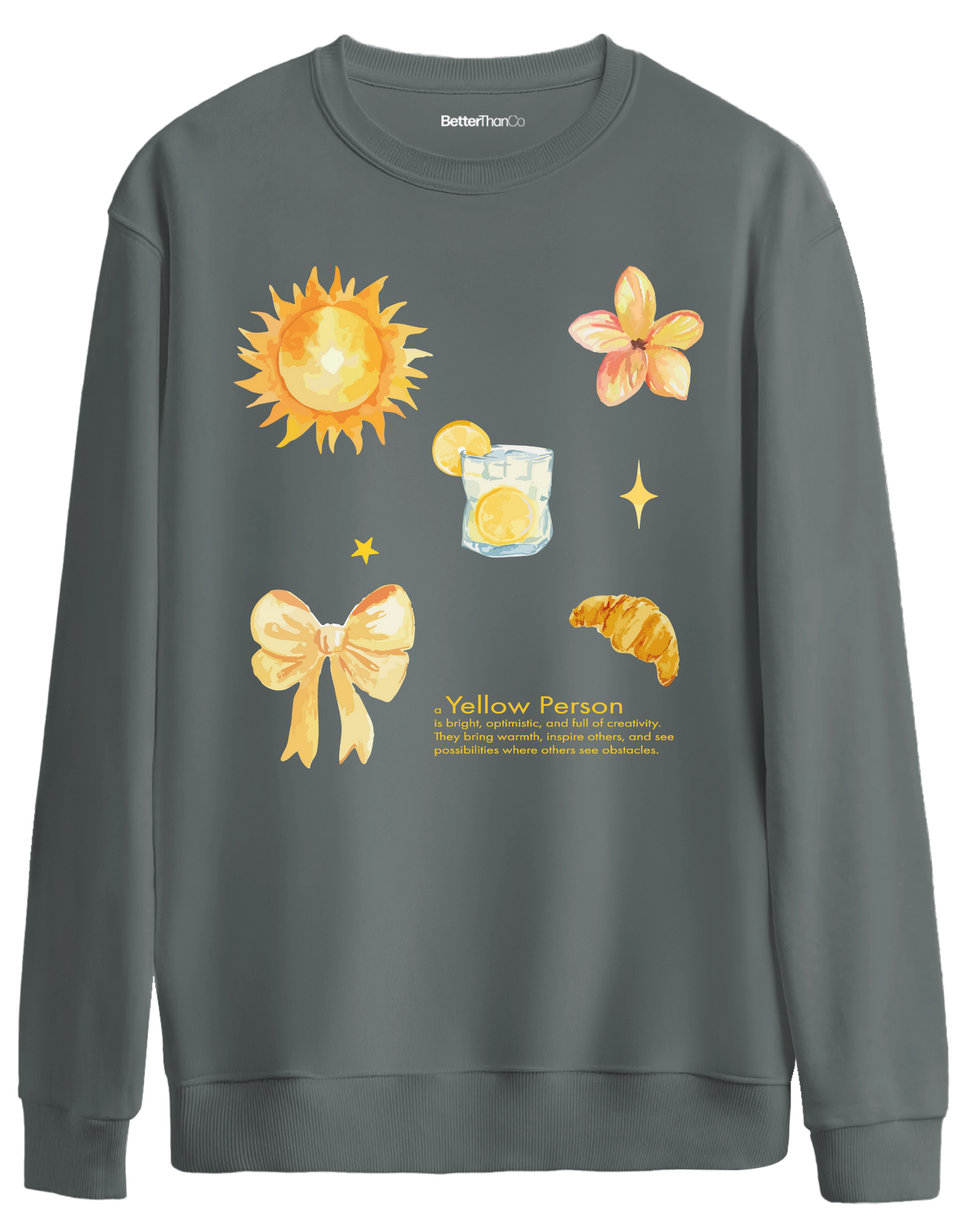 Yellow Person Baskılı Bisiklet Yaka Oversize Sweatshirt