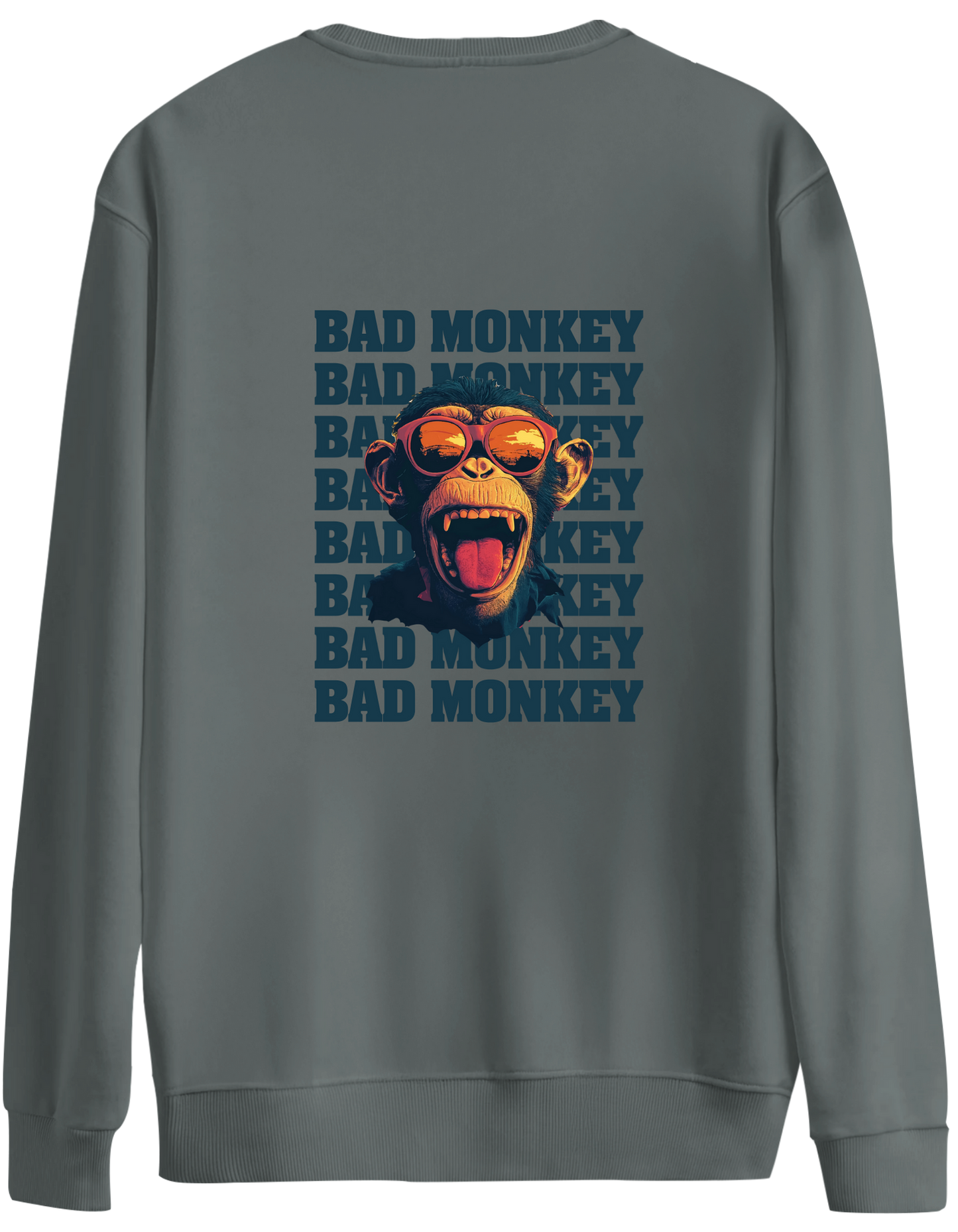 Bad Monkey Baskılı Bisiklet Yaka Oversize Sweatshirt