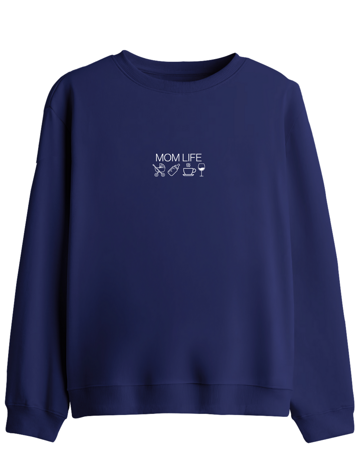 Mom Life Baskılı Bisiklet Yaka Sweatshirt