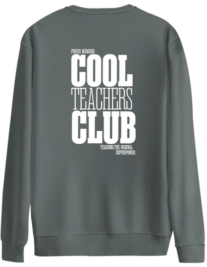Cool Teachers Club Baskılı Bisiklet Yaka Oversize Sweatshirt