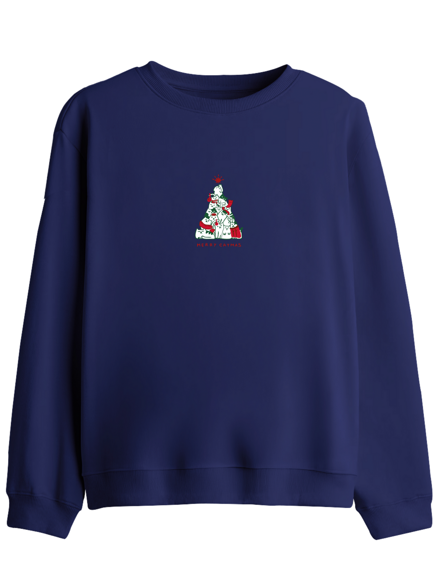 Catmas Baskılı Bisiklet Yaka Sweatshirt
