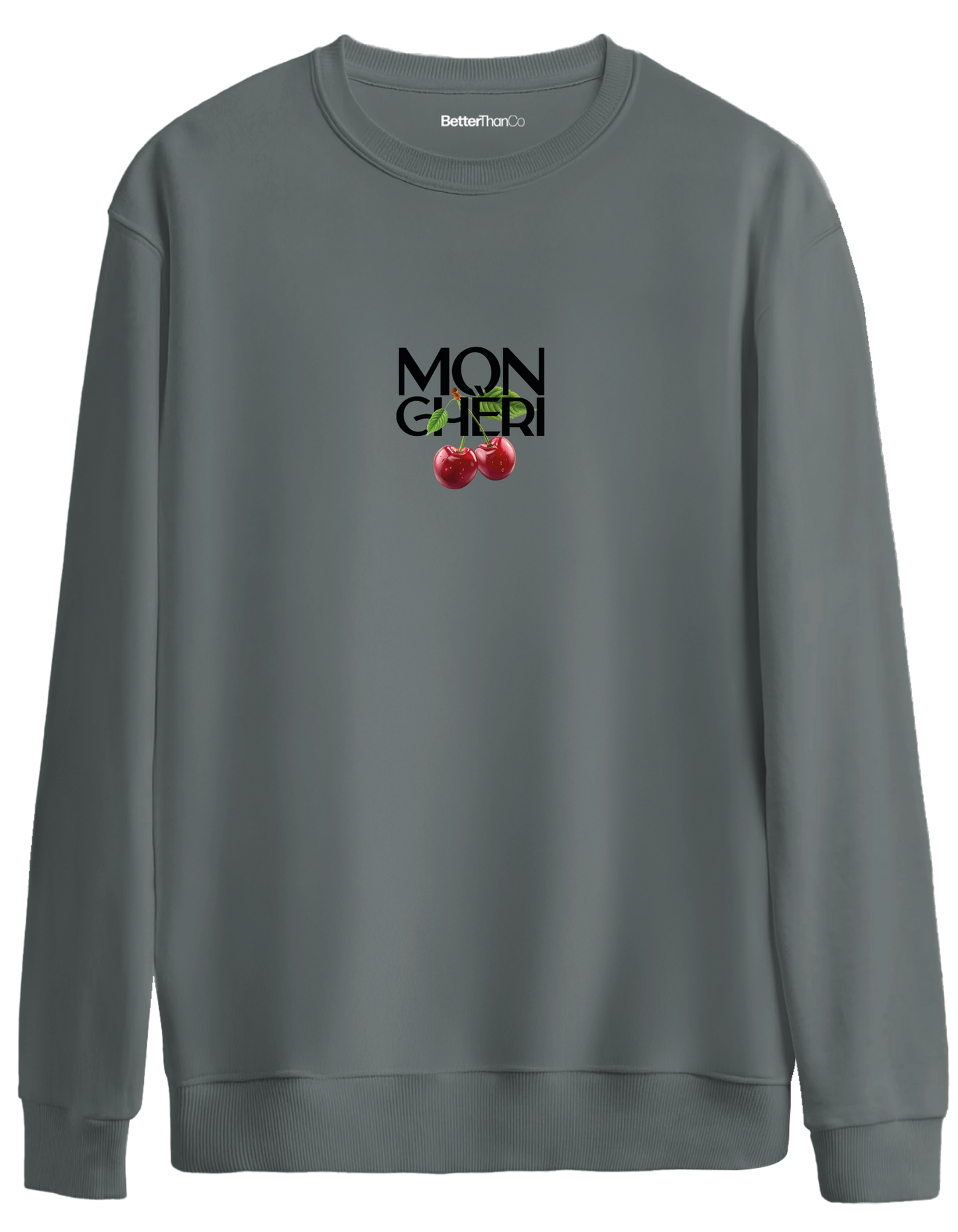 Monchéri Baskılı Bisiklet Yaka Oversize Sweatshirt