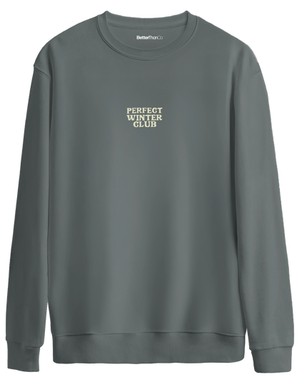 Winter Club Baskılı Bisiklet Yaka Oversize Sweatshirt