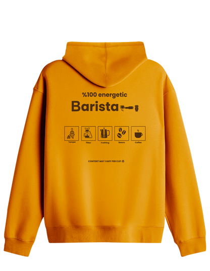 Barista Baskılı Unisex Kapüşonlu Yaka Hoodie