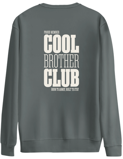 Cool Brother Club Baskılı Bisiklet Yaka Oversize Sweatshirt