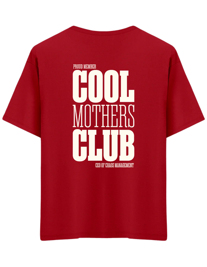 Cool Mothers Club Baskılı Bisiklet Yaka Oversize T-shirt