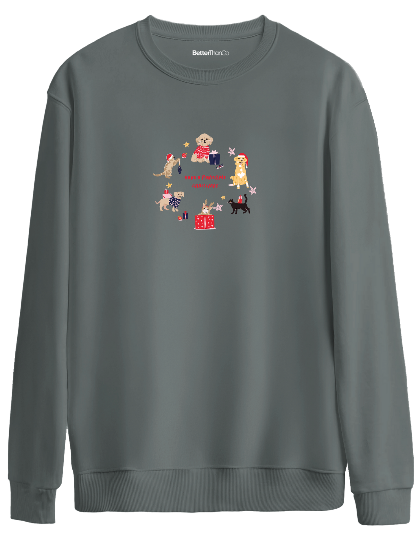 Paw - Mas Baskılı Bisiklet Yaka Oversize Sweatshirt