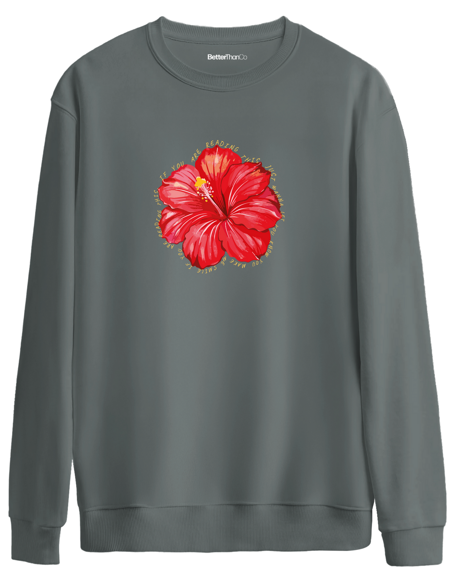 Garden Whisper Baskılı Bisiklet Yaka Oversize Sweatshirt