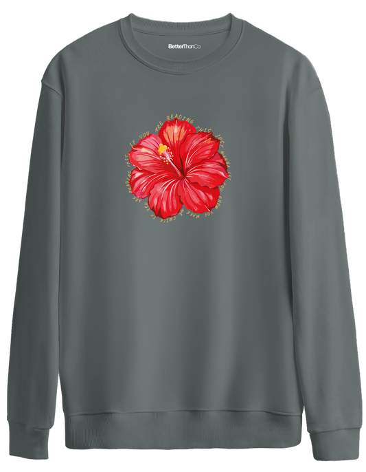 Garden Whisper Baskılı Bisiklet Yaka Oversize Sweatshirt