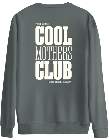 Cool Mothers Club Baskılı Bisiklet Yaka Oversize Sweatshirt
