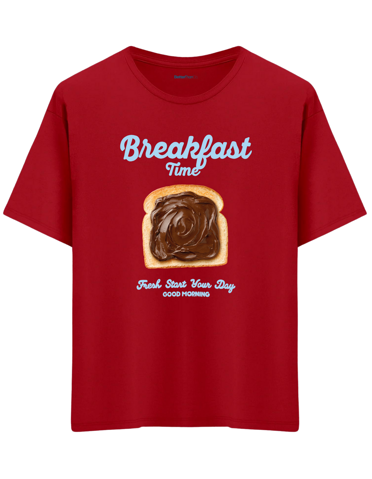 Breakfast Time Baskılı Bisiklet Yaka Oversize T-shirt