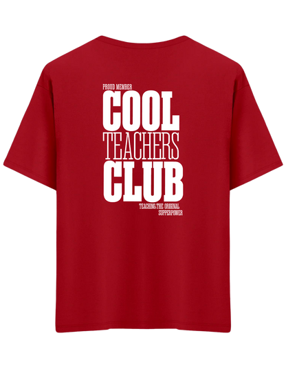 Cool Teachers Club Baskılı Bisiklet Yaka Oversize T-shirt