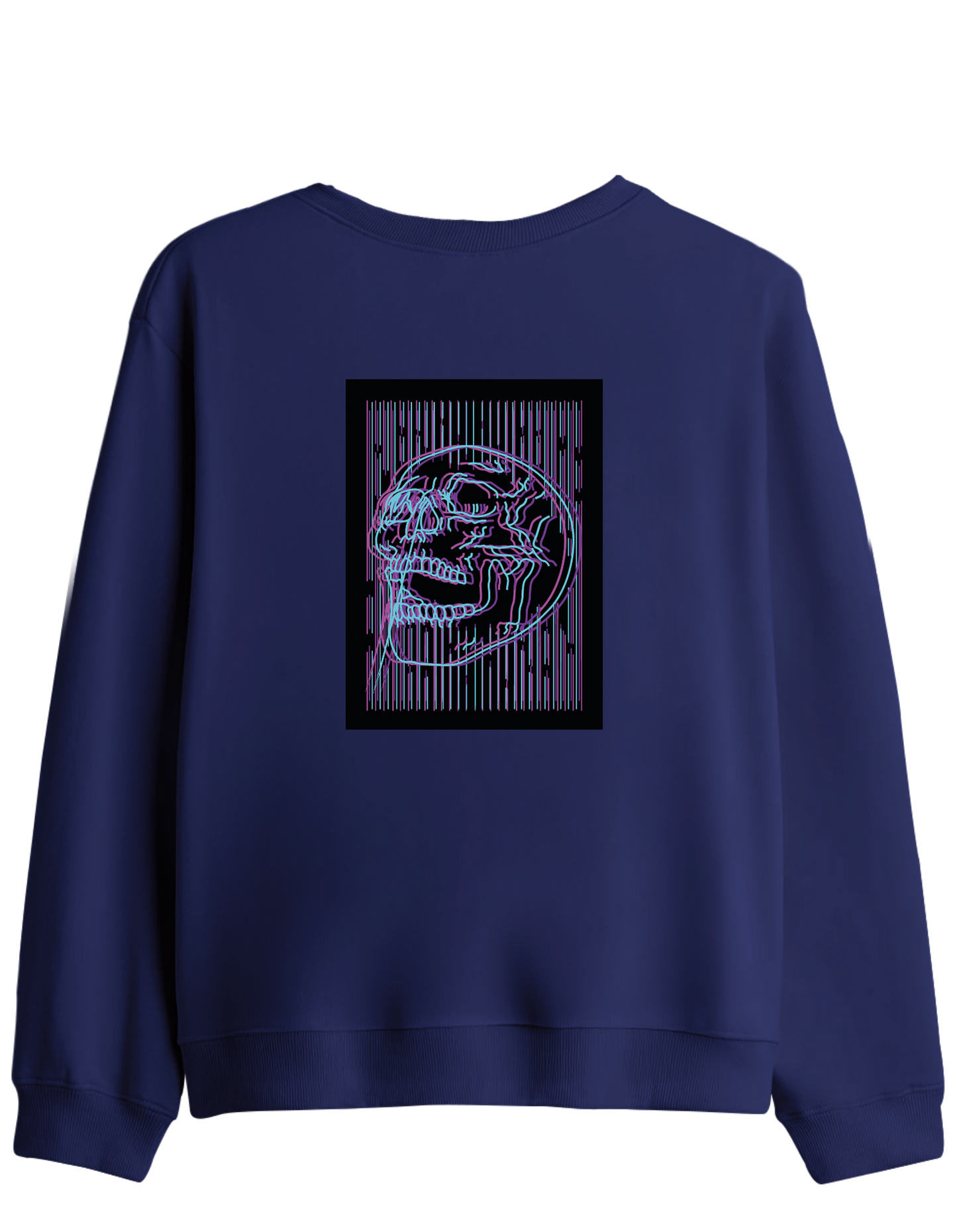 Neon Baskılı Bisiklet Yaka Sweatshirt