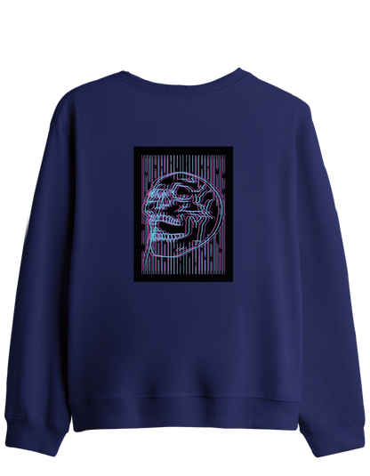 Neon Baskılı Bisiklet Yaka Sweatshirt