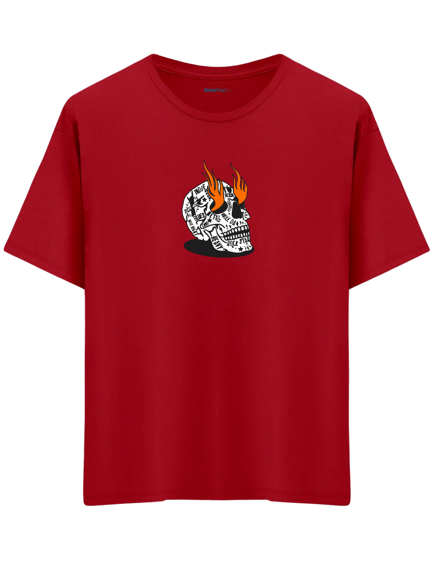 Rock Star Baskılı Bisiklet Yaka Oversize T-shirt
