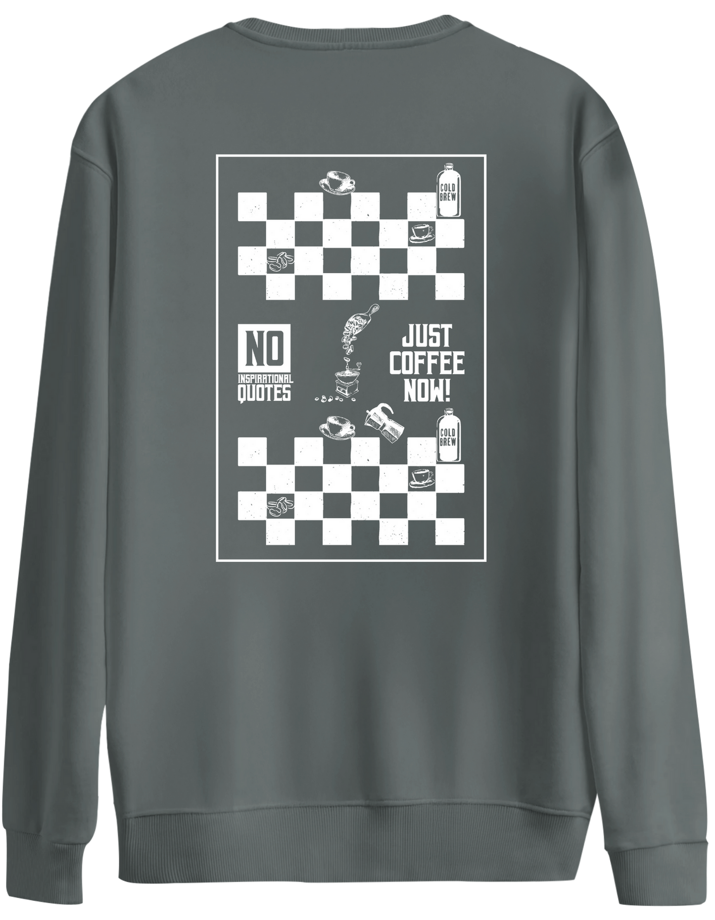 Just Coffee Baskılı Bisiklet Yaka Oversize Sweatshirt