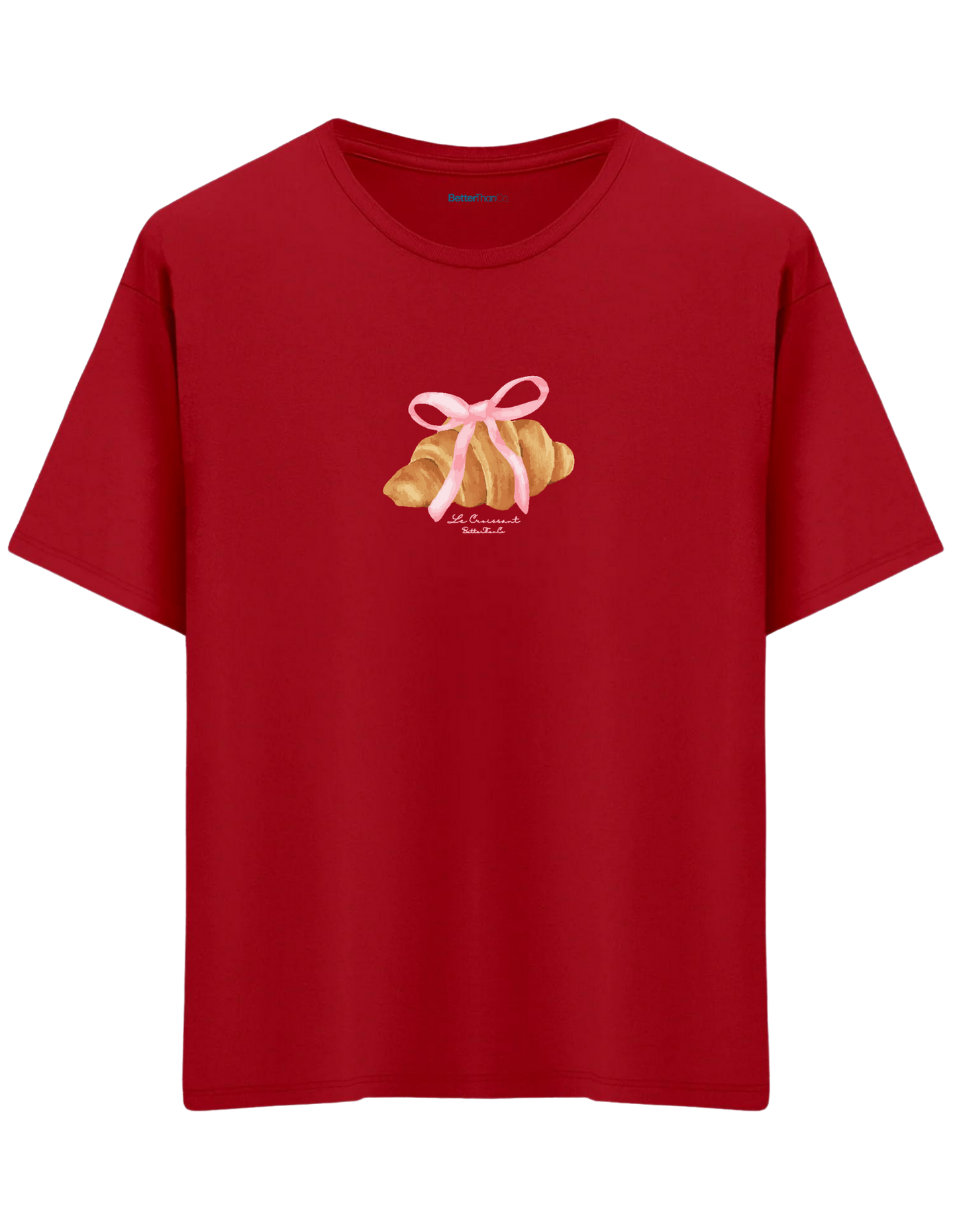 Kruvasan Baskılı Bisiklet Yaka Oversize T-shirt