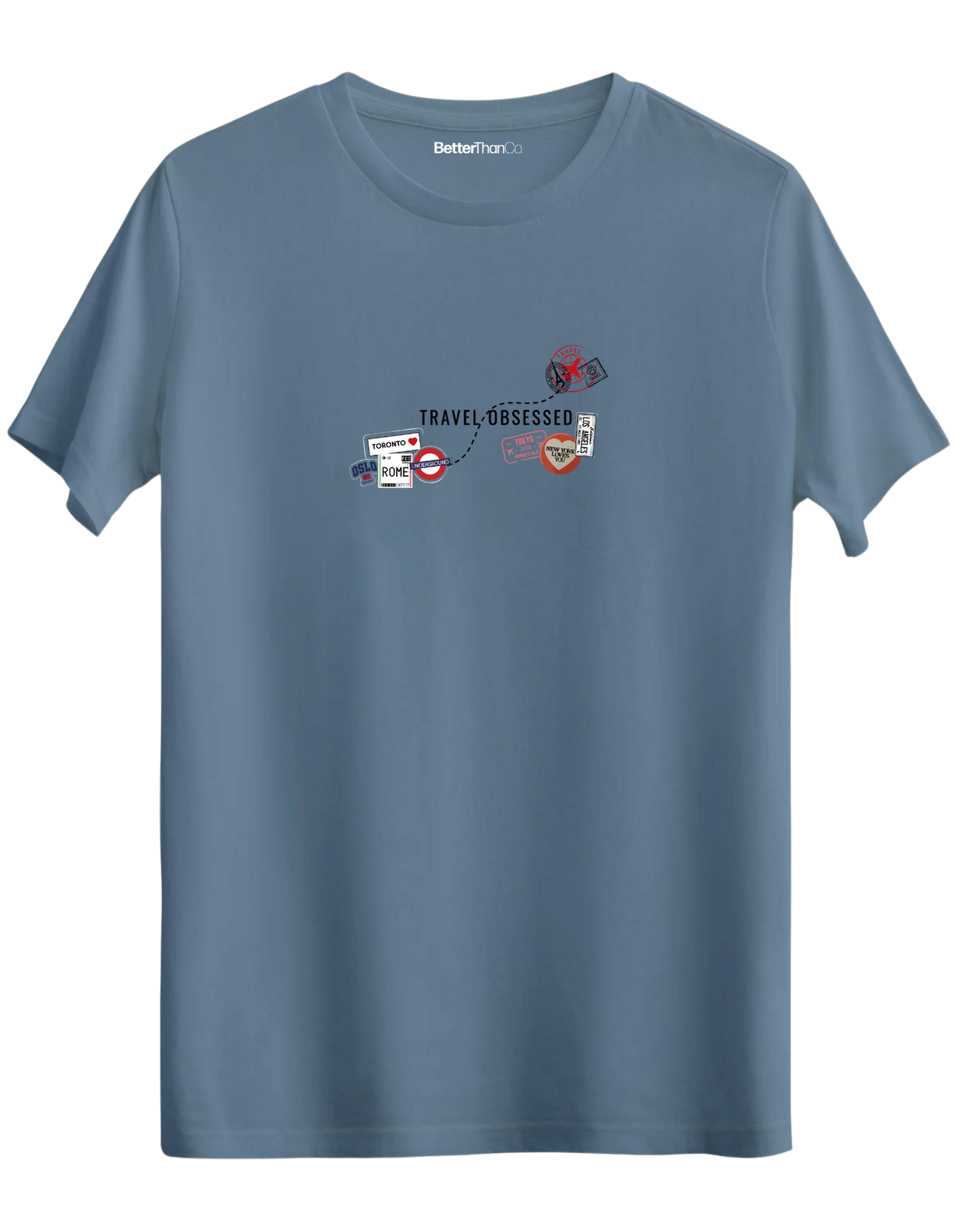 Travel Obsessed Baskılı Bisiklet Yaka Regular T-shirt