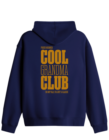 Cool Grandma Club Baskılı Unisex Kapüşonlu Yaka Hoodie