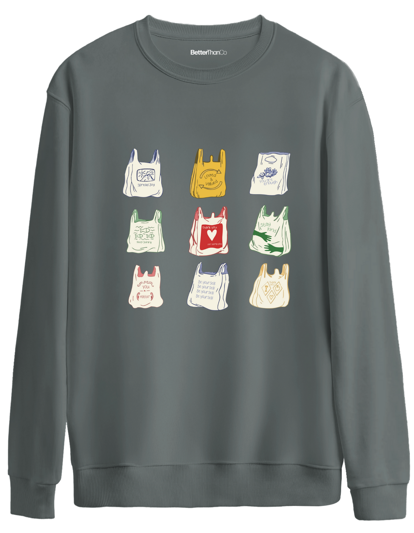 Bags Baskılı Bisiklet Yaka Oversize Sweatshirt