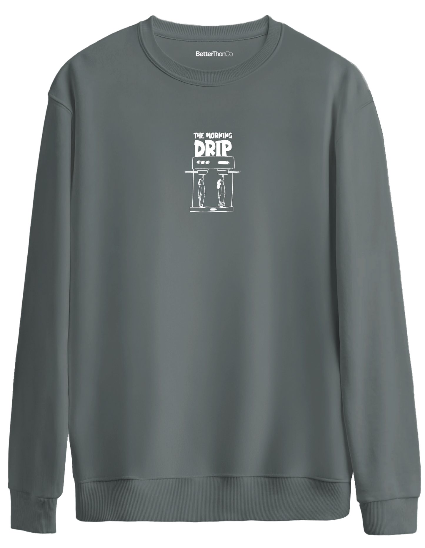 Morning Drip Baskılı Bisiklet Yaka Oversize Sweatshirt
