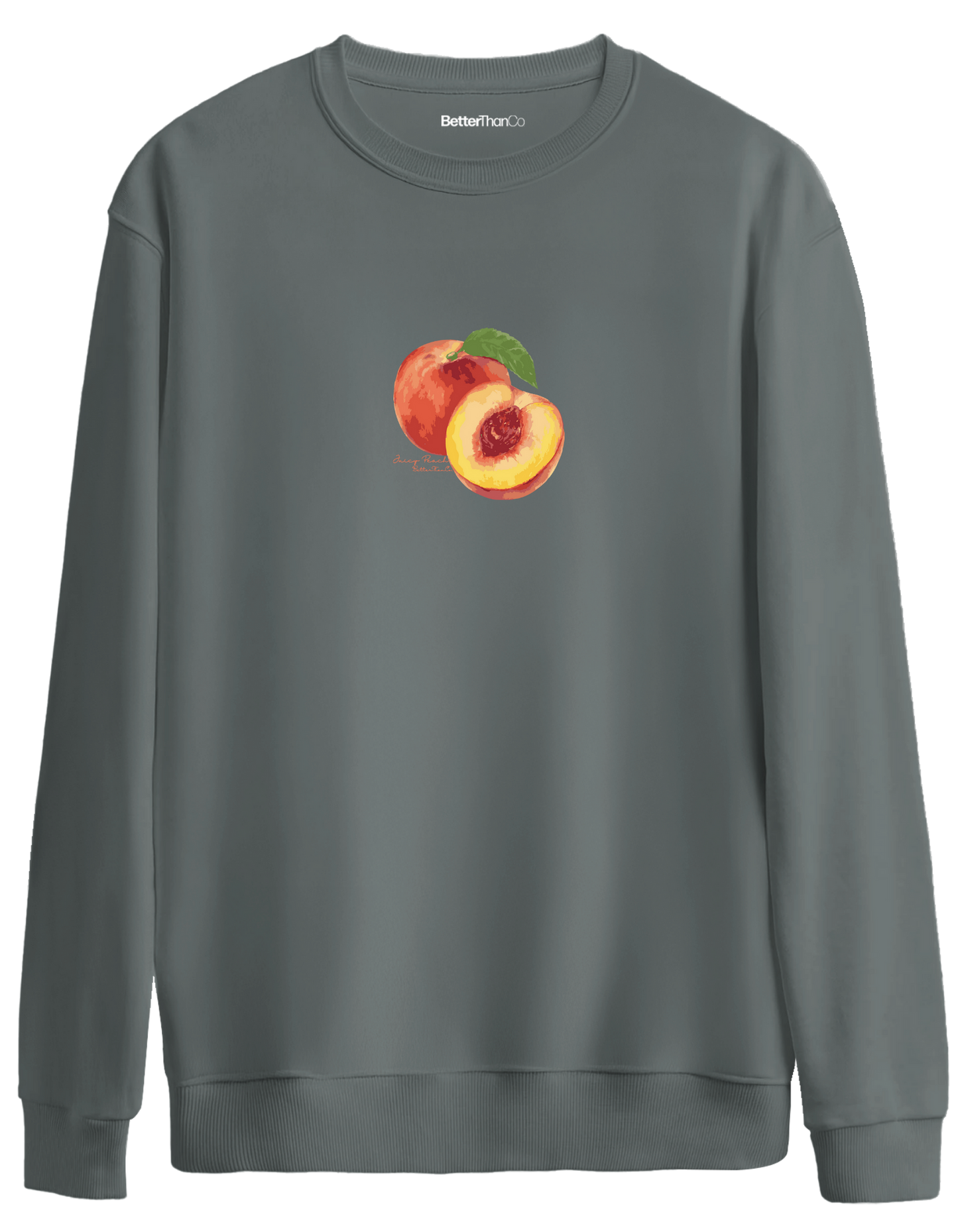 Peach Baskılı Bisiklet Yaka Oversize Sweatshirt