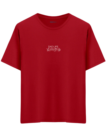 Dad Life Baskılı Bisiklet Yaka Oversize T-shirt