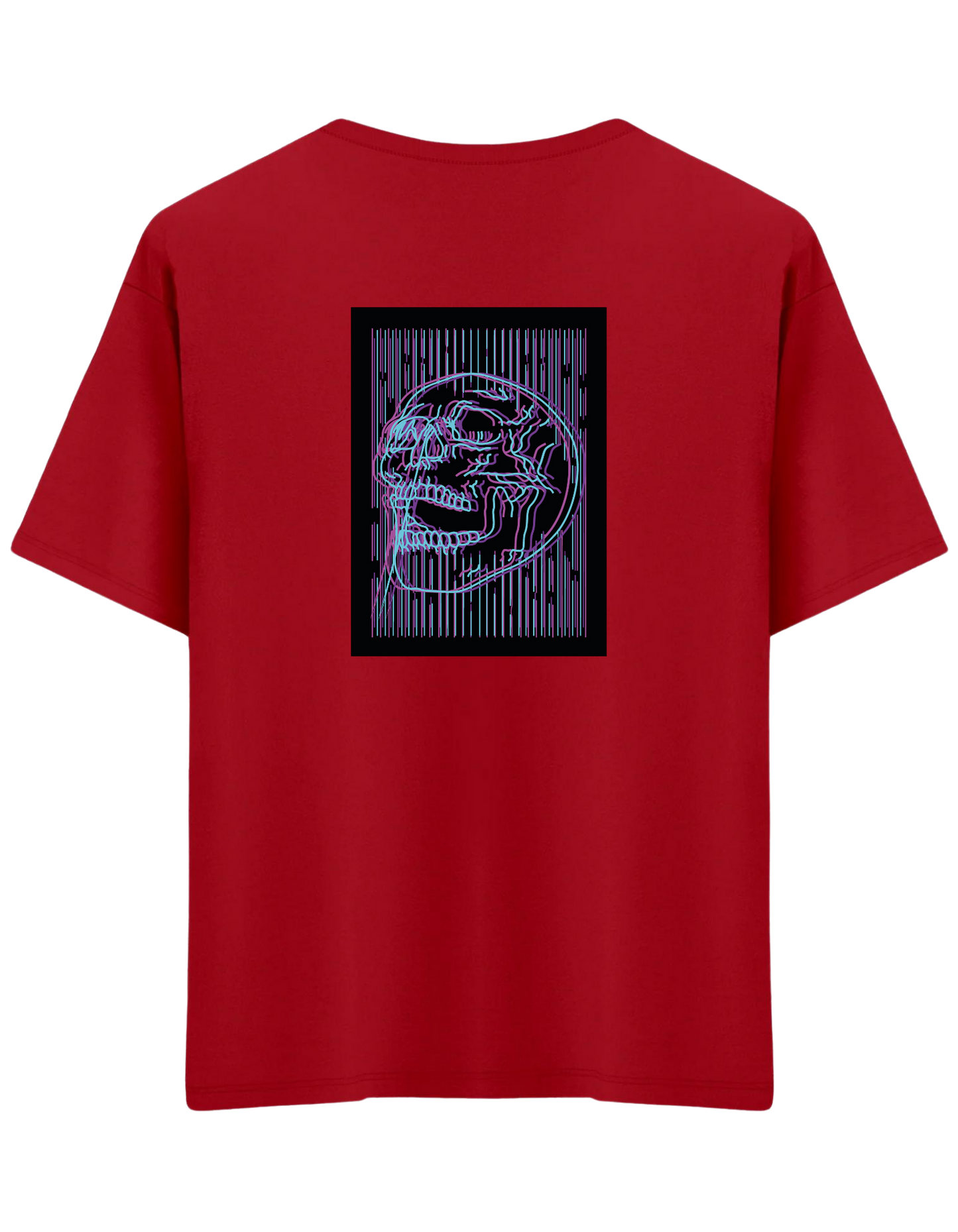 Neon Baskılı Bisiklet Yaka Oversize T-shirt