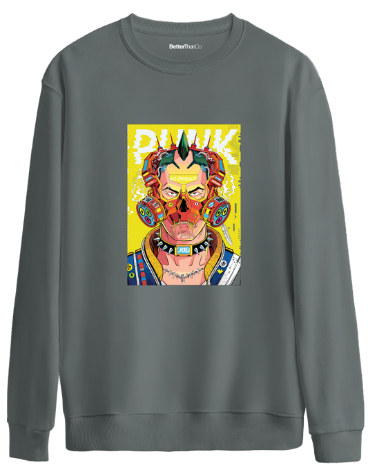 No Patience Baskılı Bisiklet Yaka Oversize Sweatshirt