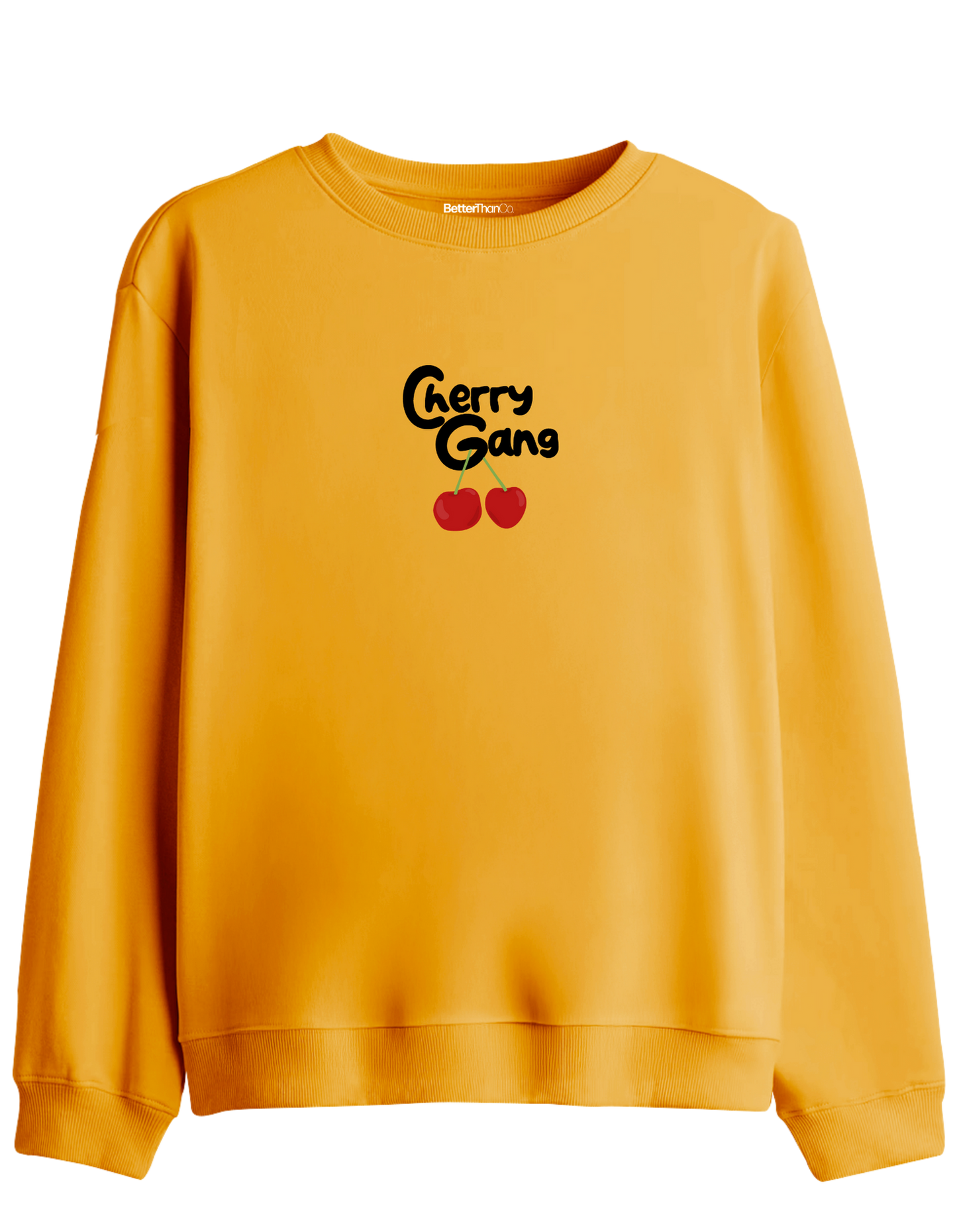 Cherry Gang Baskılı Bisiklet Yaka Sweatshirt