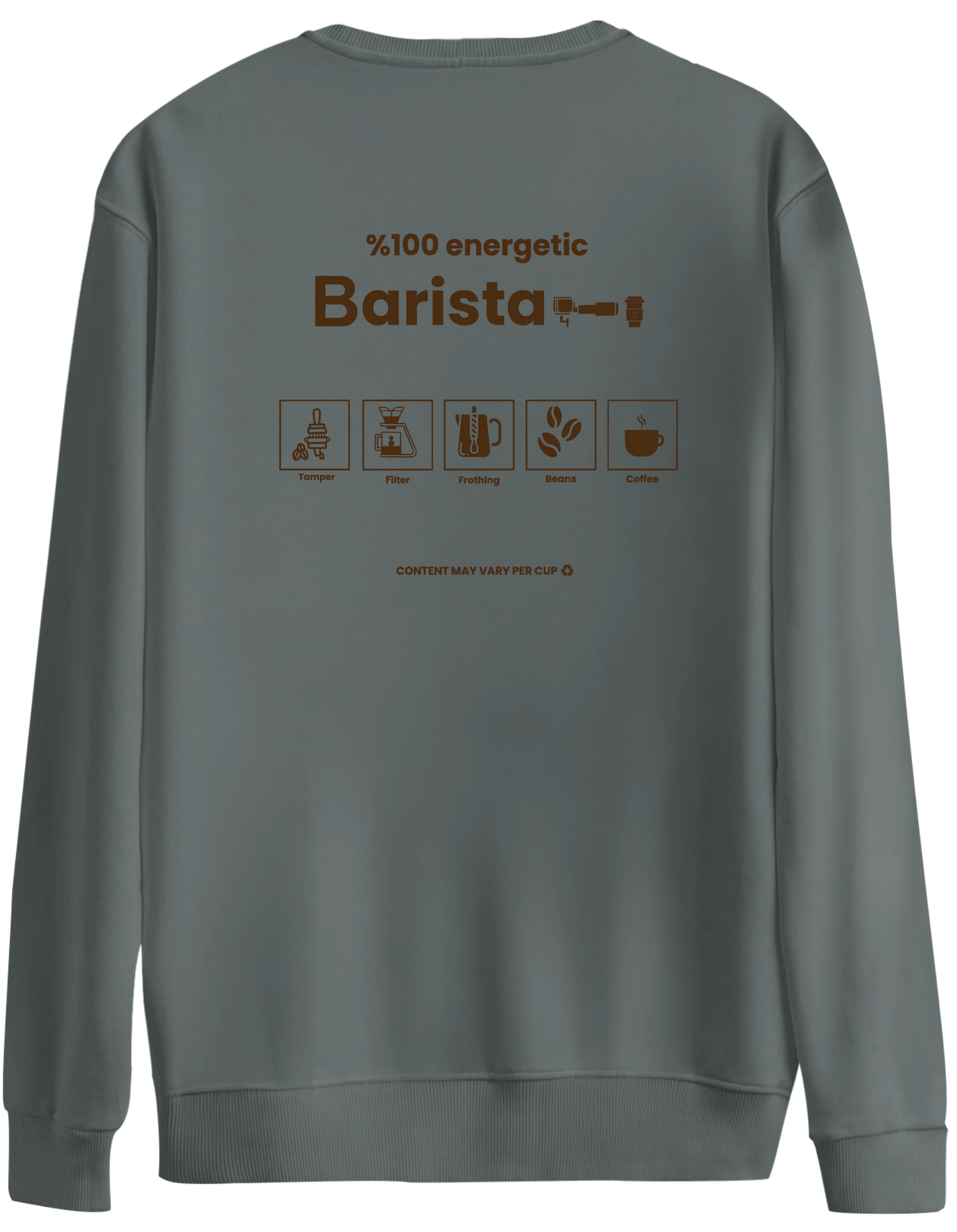 Barista Baskılı Bisiklet Yaka Oversize Sweatshirt