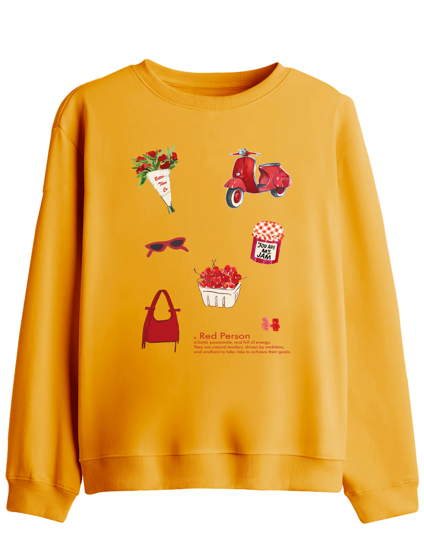 Red Person Baskılı Bisiklet Yaka Sweatshirt