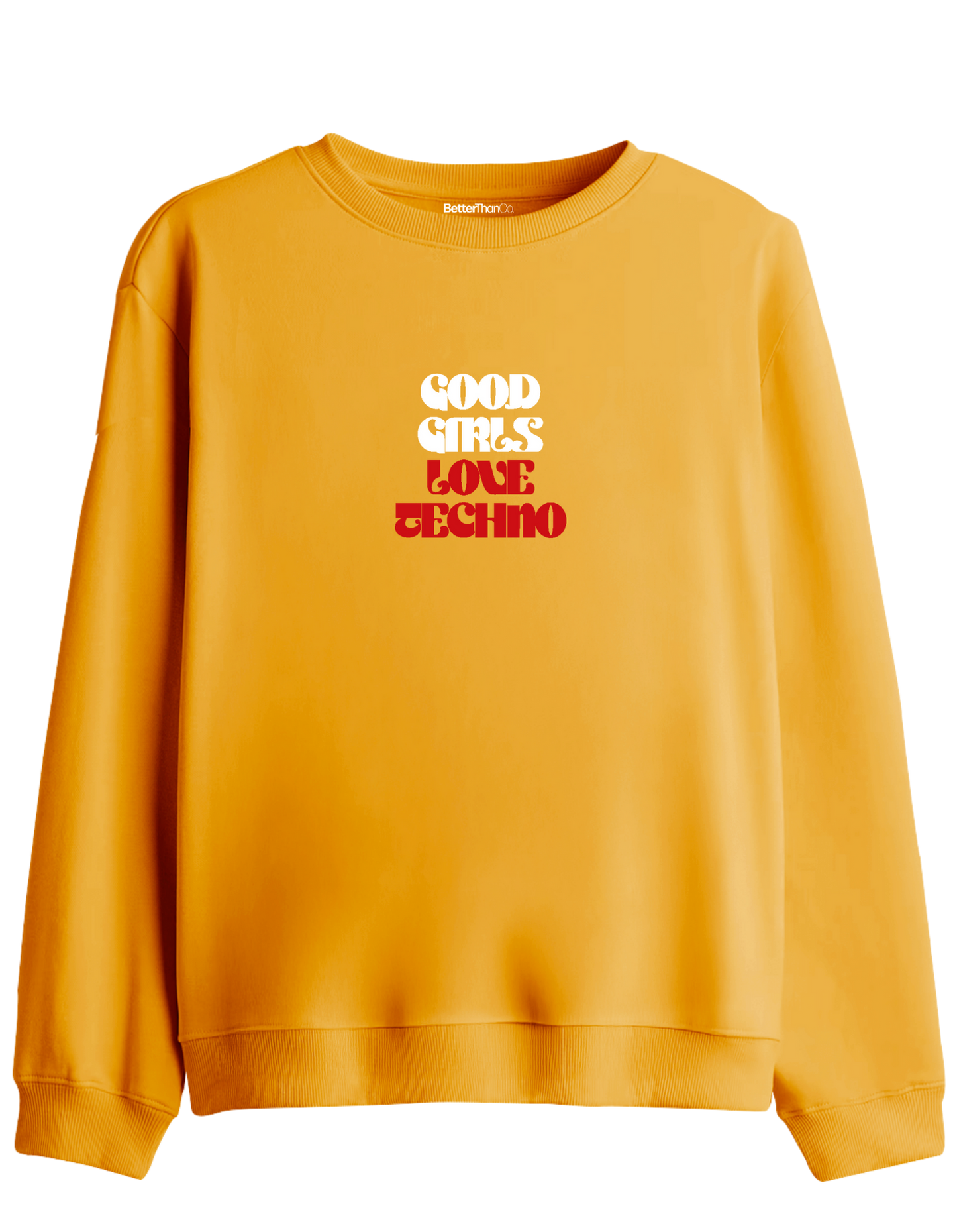 Techno Baskılı Bisiklet Yaka Sweatshirt