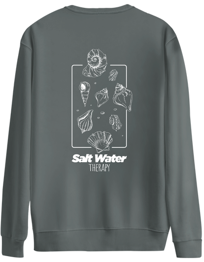 Salt Water Baskılı Bisiklet Yaka Oversize Sweatshirt