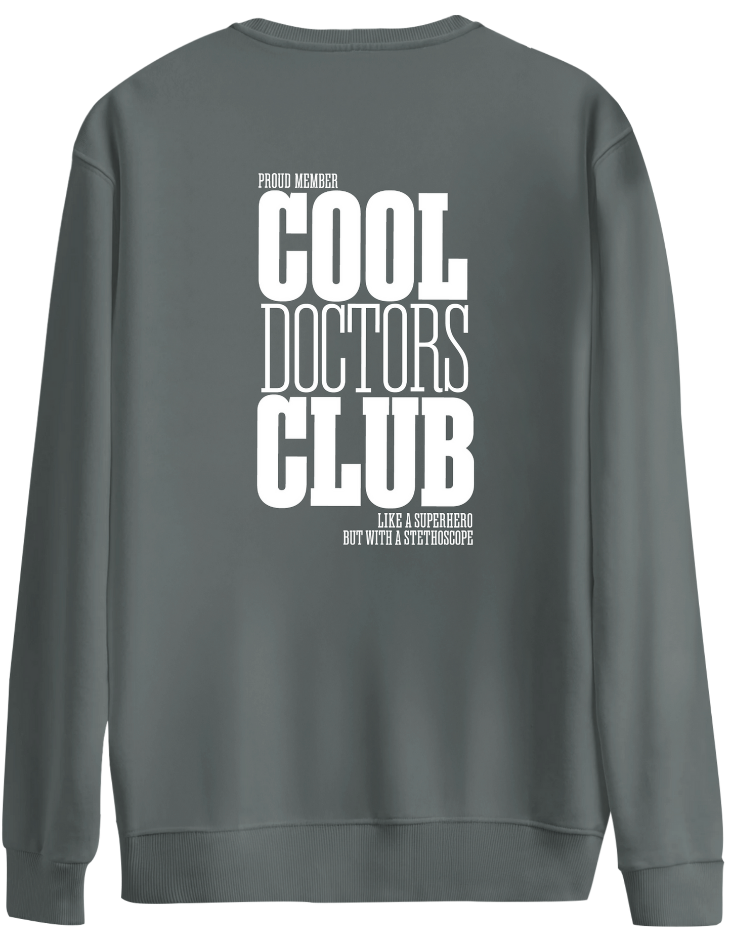 Cool Doctors Club Baskılı Bisiklet Yaka Oversize Sweatshirt