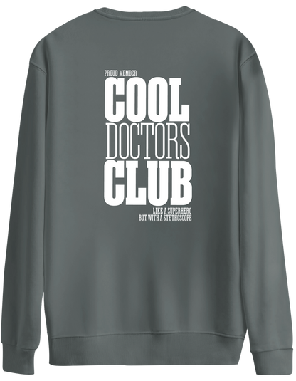 Cool Doctors Club Baskılı Bisiklet Yaka Oversize Sweatshirt