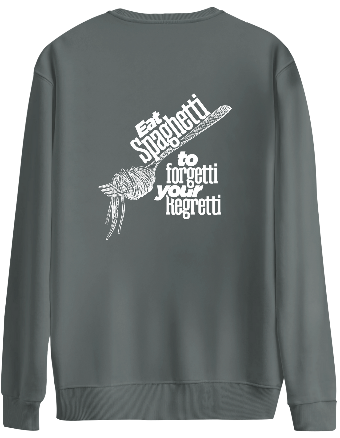 Spaghetti Baskılı Bisiklet Yaka Oversize Sweatshirt