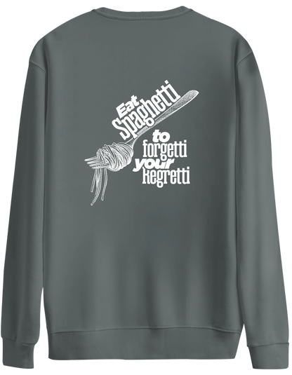 Spaghetti Baskılı Bisiklet Yaka Oversize Sweatshirt
