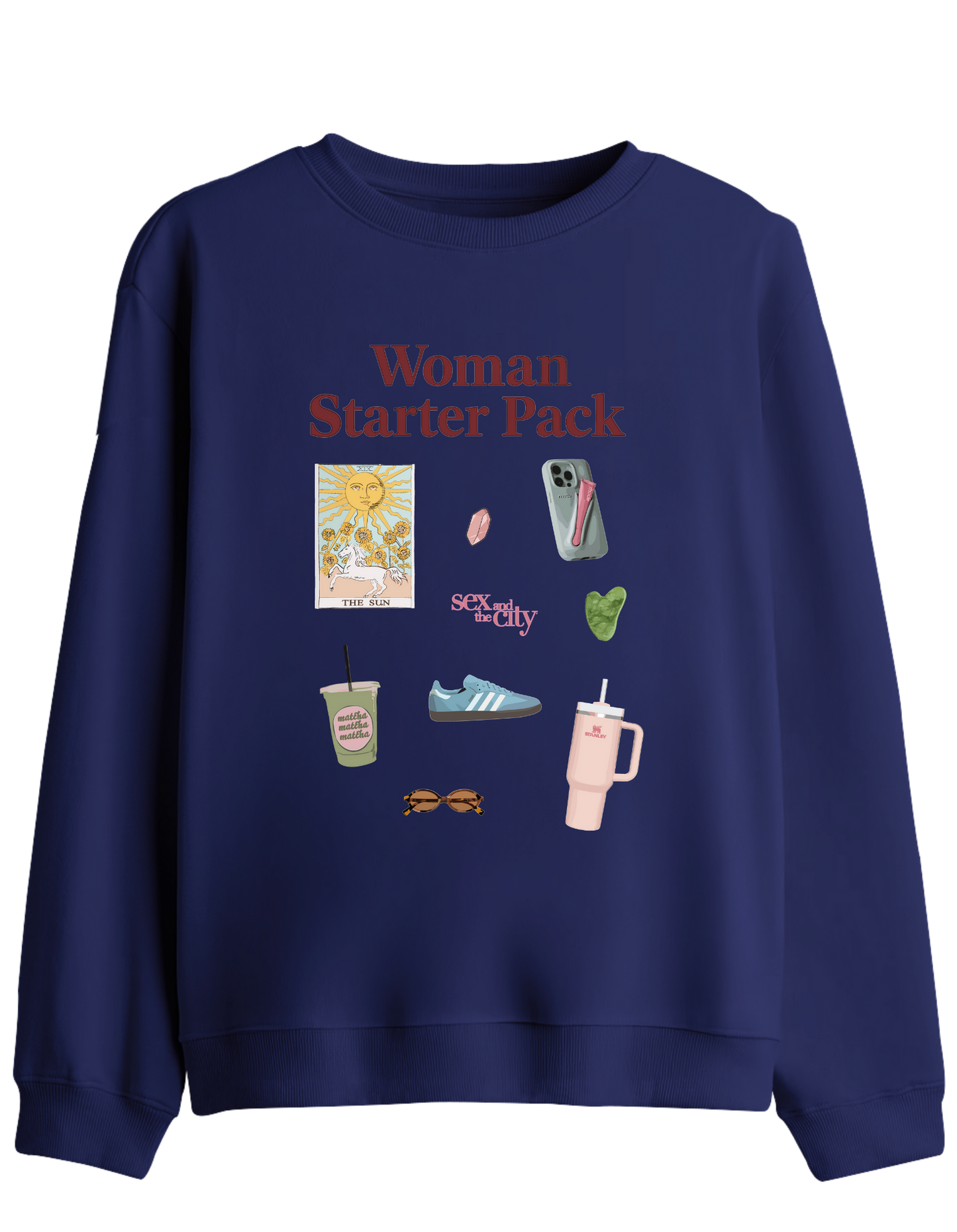 Woman Starter Pack Baskılı Bisiklet Yaka Sweatshirt