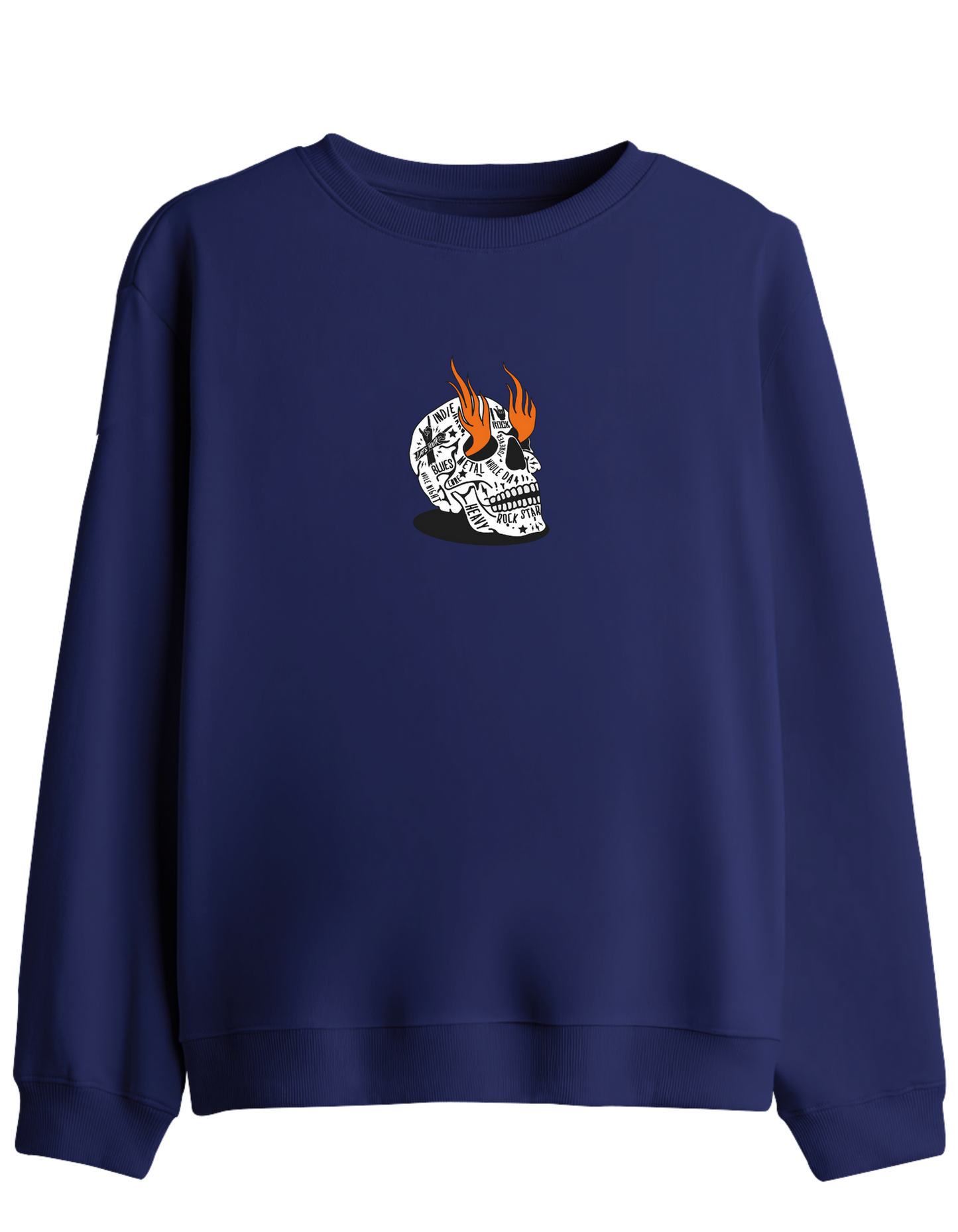Rock Star Baskılı Bisiklet Yaka Sweatshirt