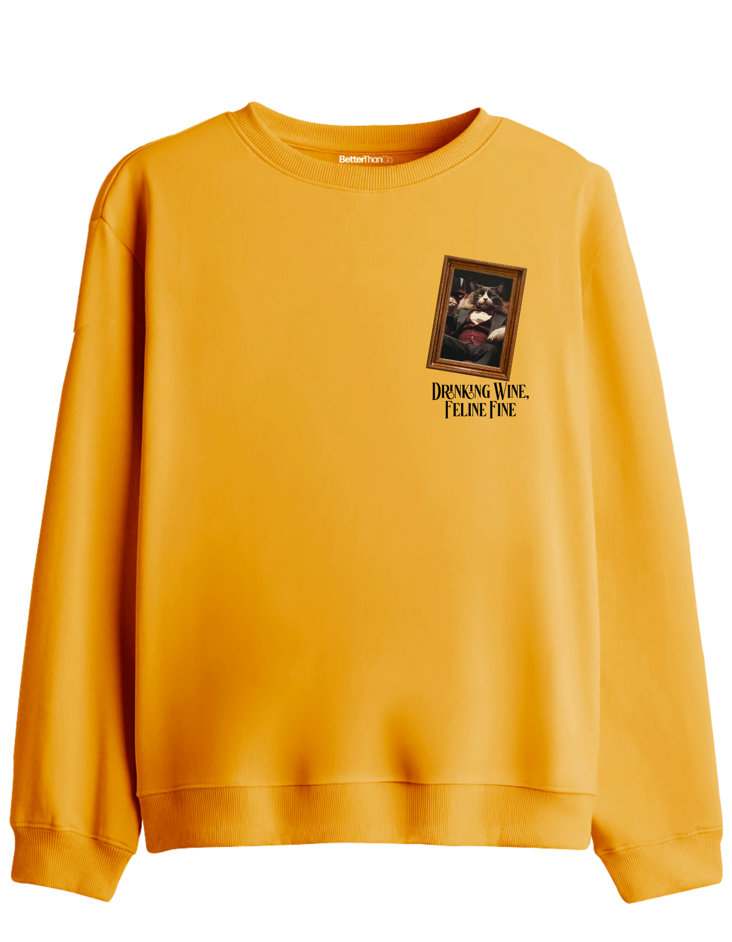 Feline Fine Baskılı Bisiklet Yaka Sweatshirt