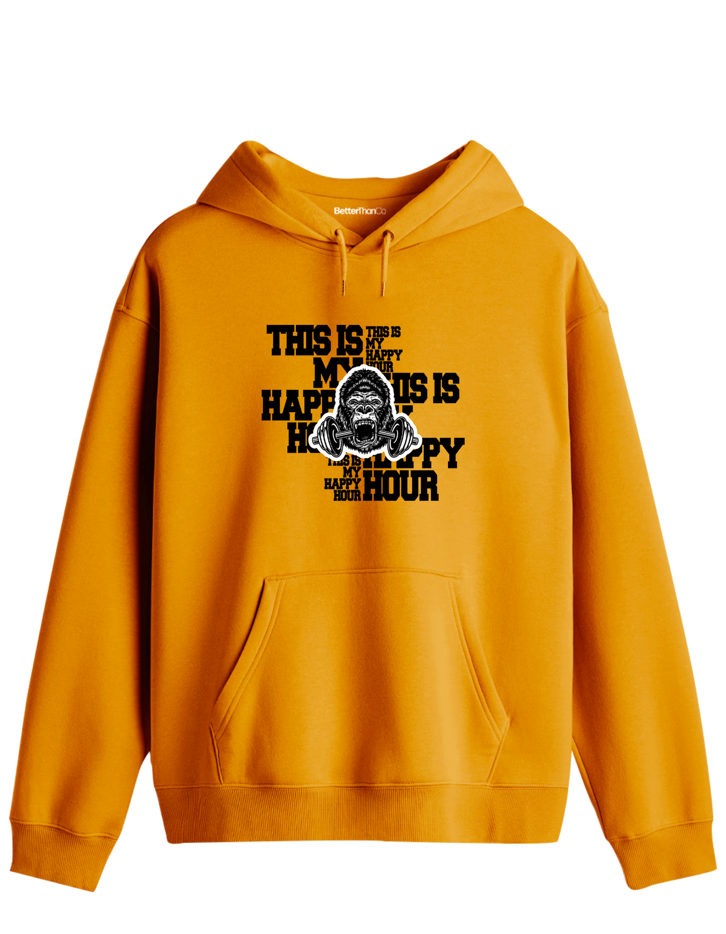 Happy Hour Baskılı Unisex Kapüşonlu Yaka Hoodie