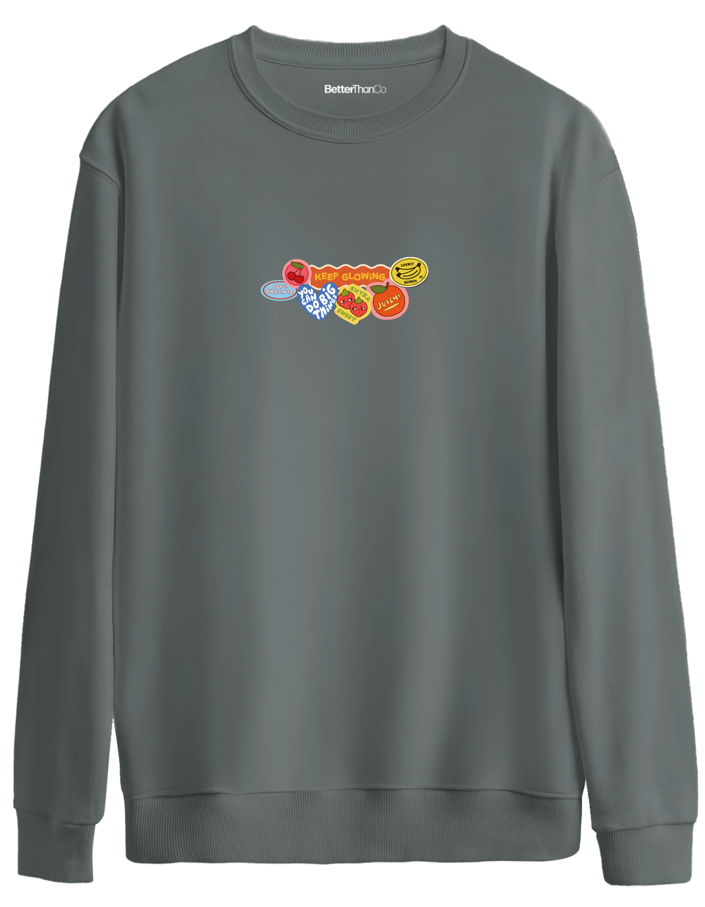 Fruits Baskılı Bisiklet Yaka Oversize Sweatshirt