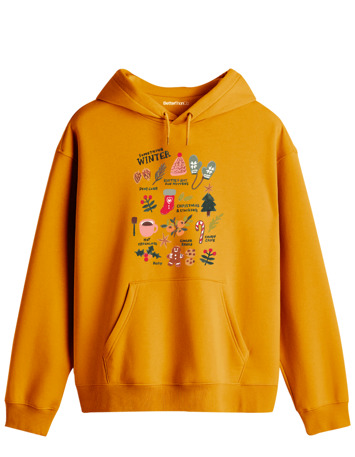 Winter Baskılı Unisex Kapüşonlu Yaka Hoodie