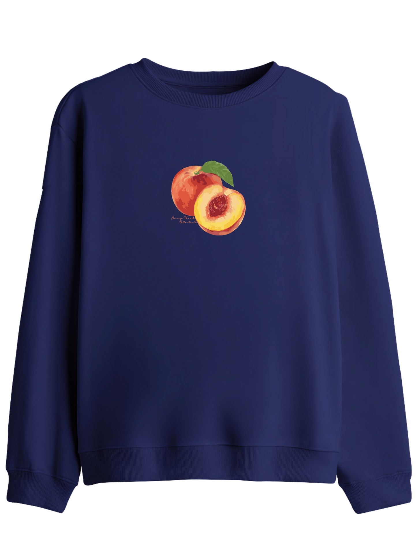 Peach Baskılı Bisiklet Yaka Sweatshirt