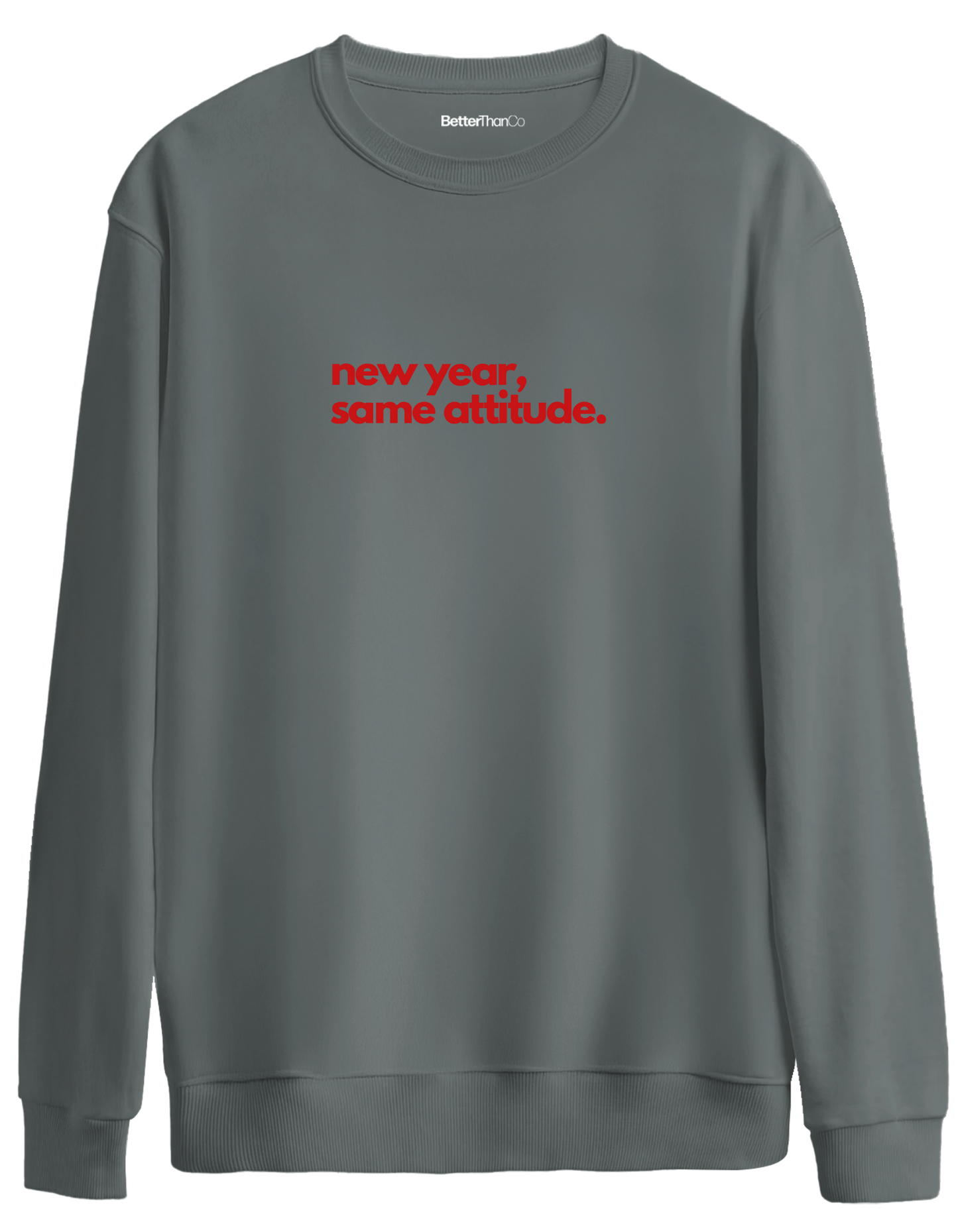 Happy New Year Baskılı Bisiklet Yaka Oversize Sweatshirt