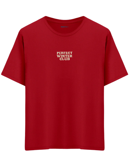 Winter Club Baskılı Bisiklet Yaka Oversize T-shirt