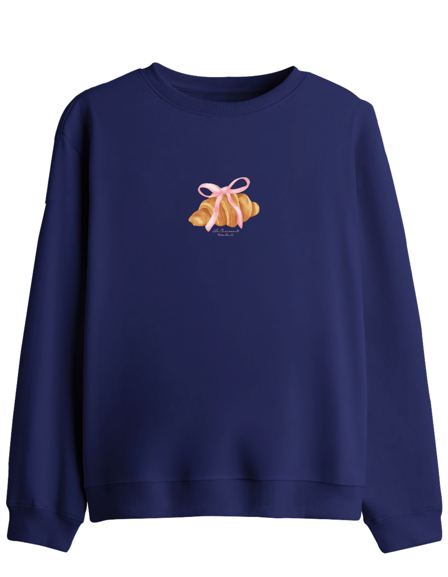 Kruvasan Baskılı Bisiklet Yaka Sweatshirt